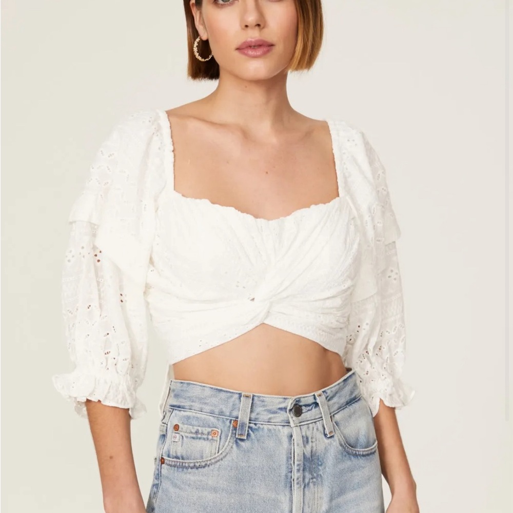 MARISSA WEBB Collective White Eyelet Crop Top, Size 8 (fits Small), $310